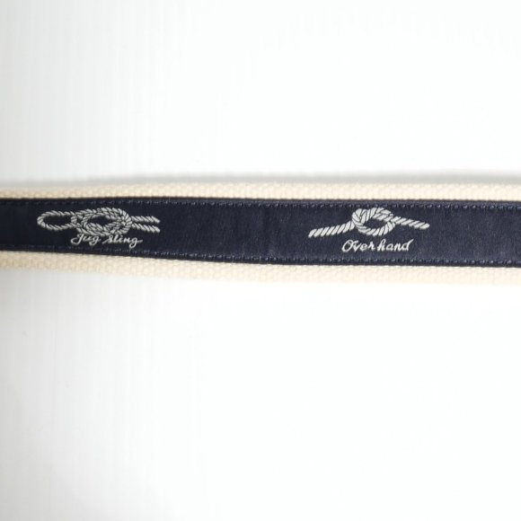 POLO RALPH LAUREN Navy Nautical Knots Cotton Webbed Leather End Roller Belt 40 - Picture 5 of 6